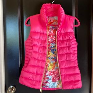 Hot pink down vest